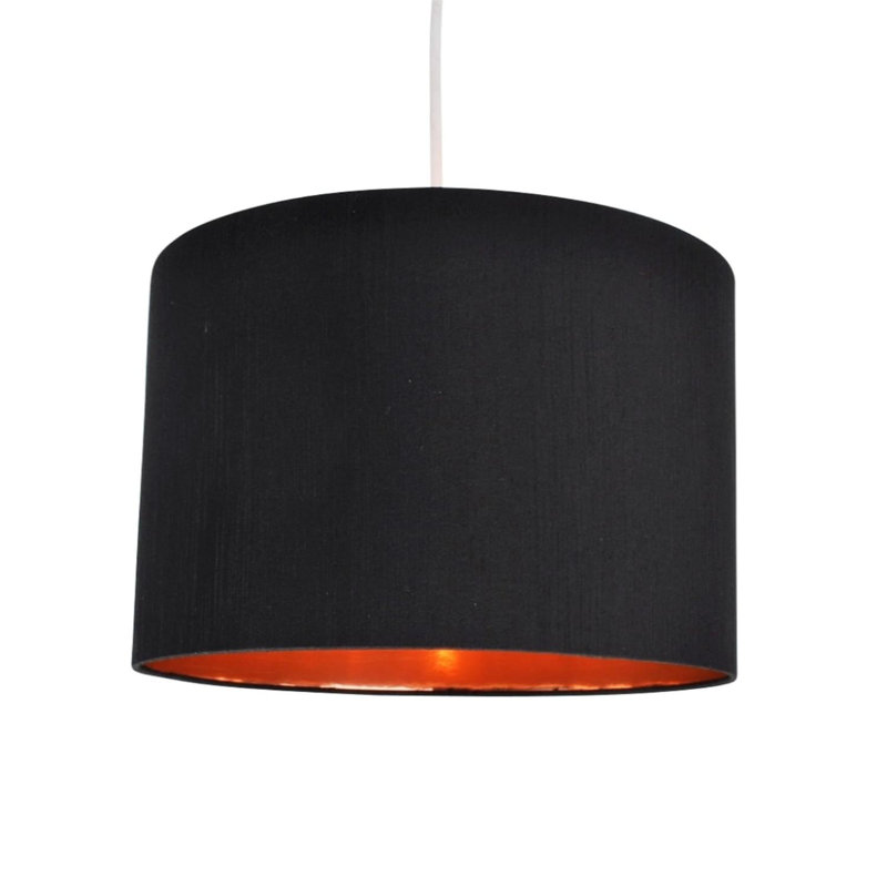 Edgaras Fabric Semi Flush Mount, Black/Copper