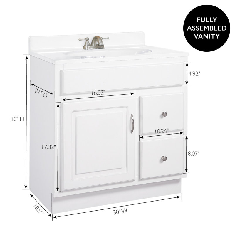 Concord 30-Inch White Pine Bathroom Vanity Cabinet