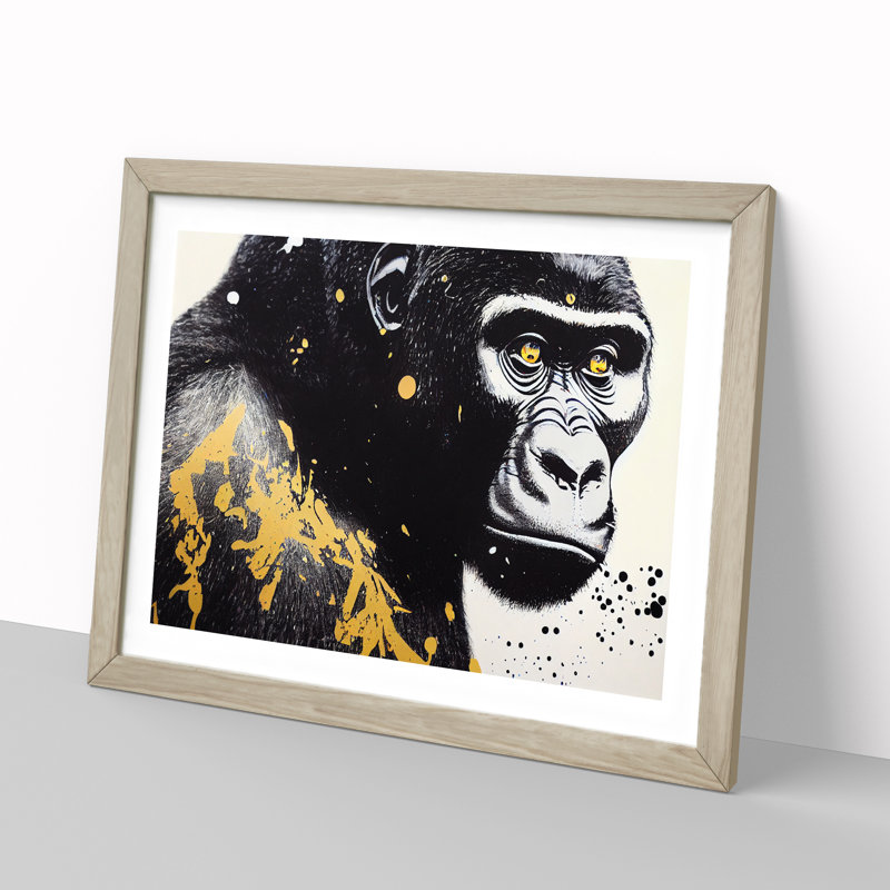 Gorilla Vol.1 - Single Picture Frame Print, 25cm H x 34cm W x 2cm D, Oak Framed