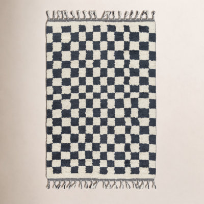 Keon Hand-Woven Checkered Shag Rug