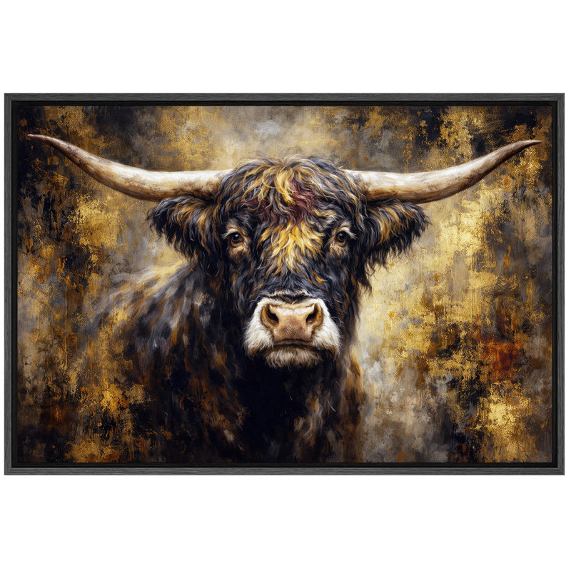 Illustration de vache Highland, images d'animaux rustiques, impression sur toile encadrée, H 24 po x l 36 po x P 1,5 po