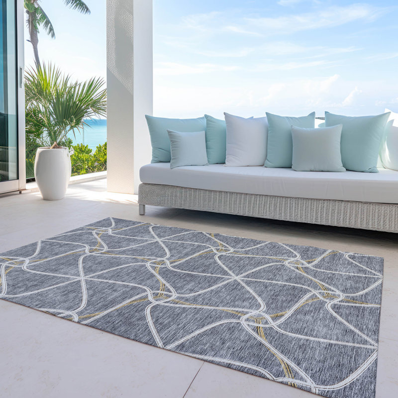  Aleg Area Rug with Non-Slip Backing, Rectangle 10' x 14'