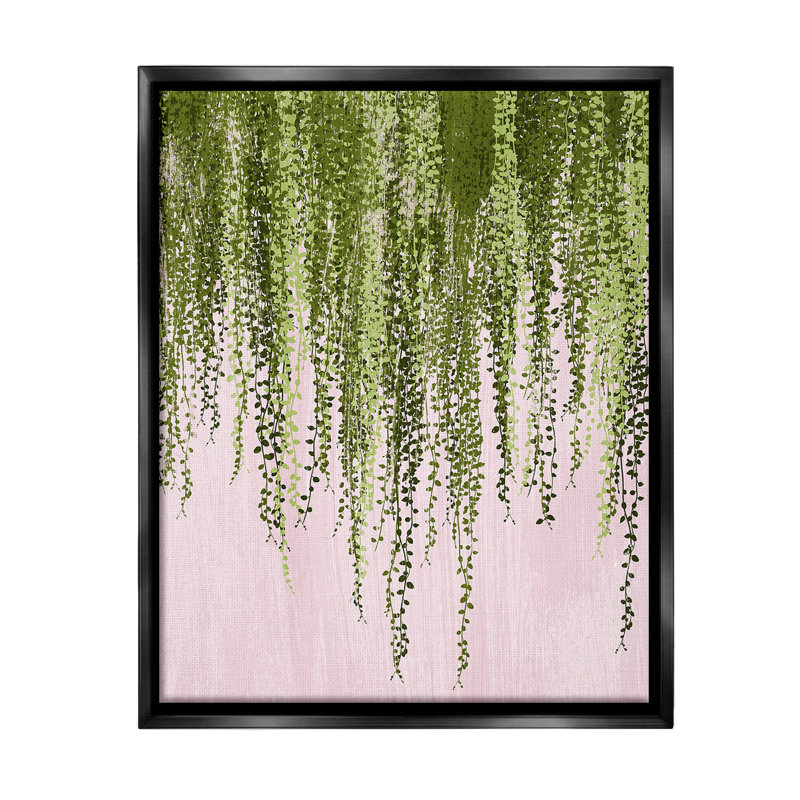 «Willow Leaves On Pink Floater Frame» par Grace Popp sur, H 31 po x l 25 po, Cadre flottant noir de jais