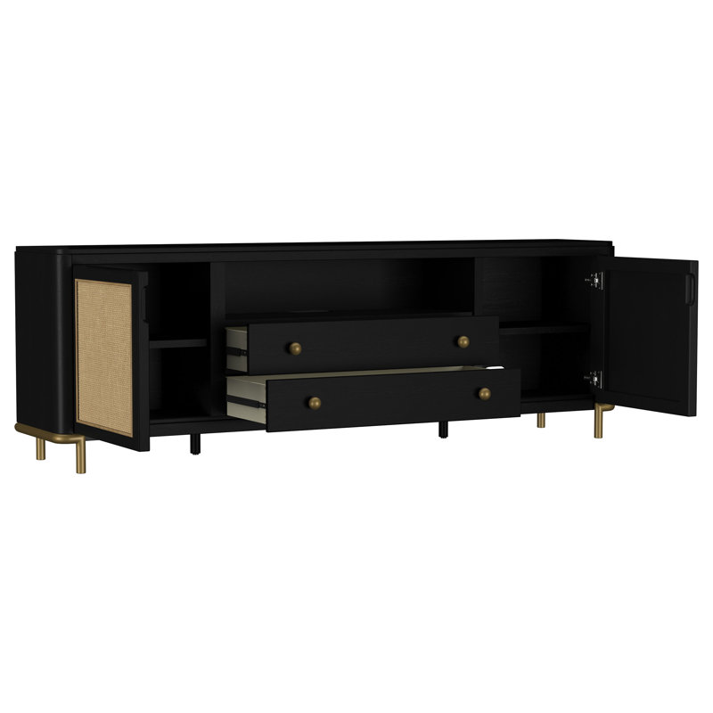 Meuble télé Arini Rattan Cane, Noir