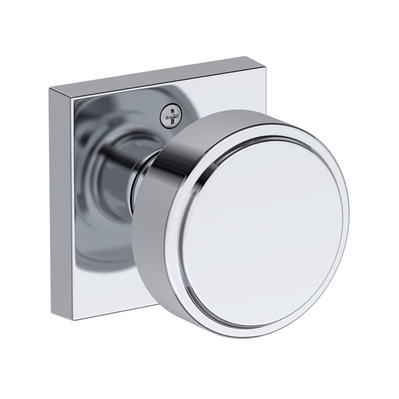 Vashon Passage Knob with Contemporary Square Rose in Polished Chrome, Polished Chrome
