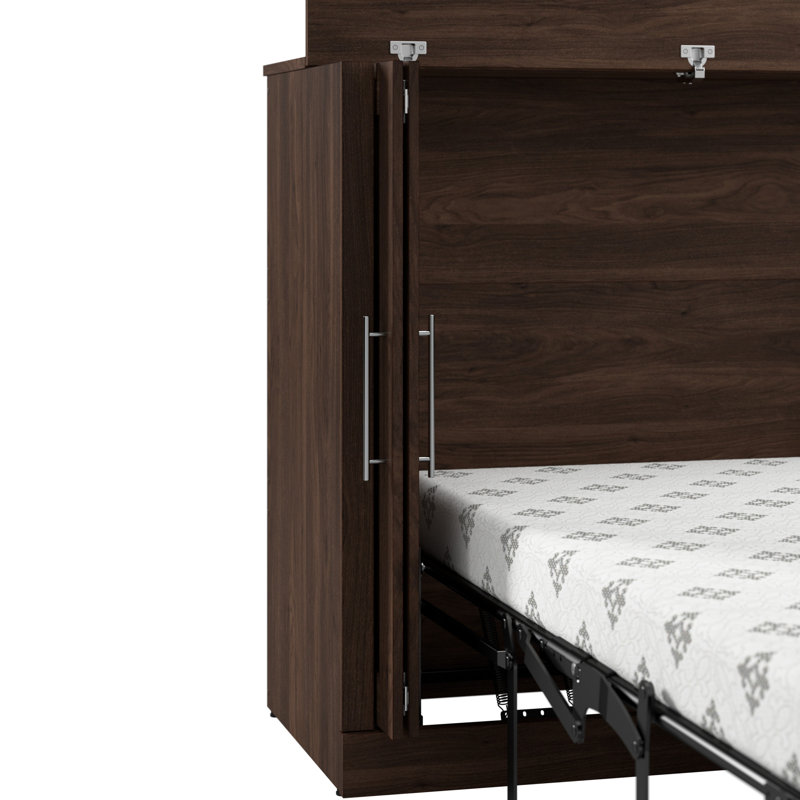 Arlex Murphy Cabinet Bed with Mattress, Brown, Full / Double