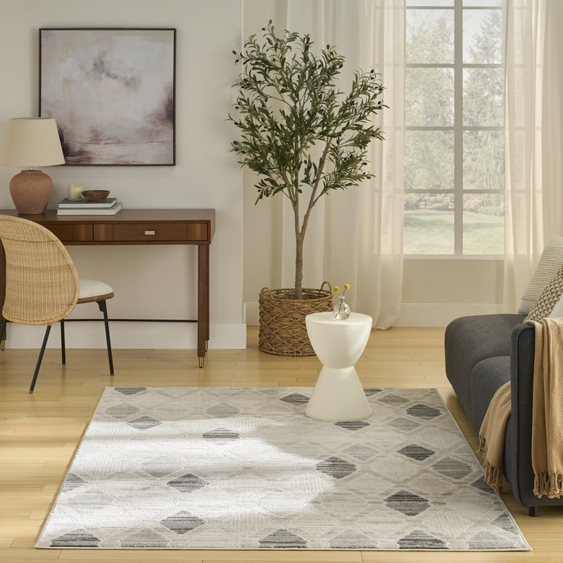 Tapis d'intérieur moderne gris Ebern Designs Beige Hornsey, Rectangle 3 pi 11 po x 5 pi 11 po