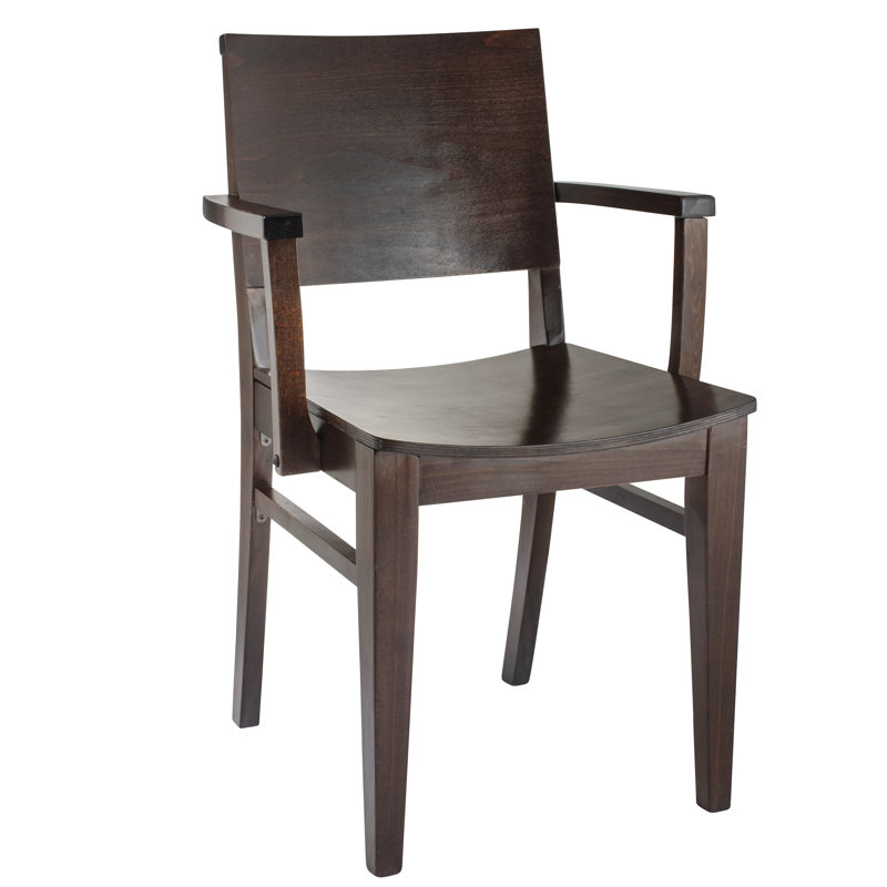 Chaise avec accoudoirs en bois massif Gimenez, Noyer