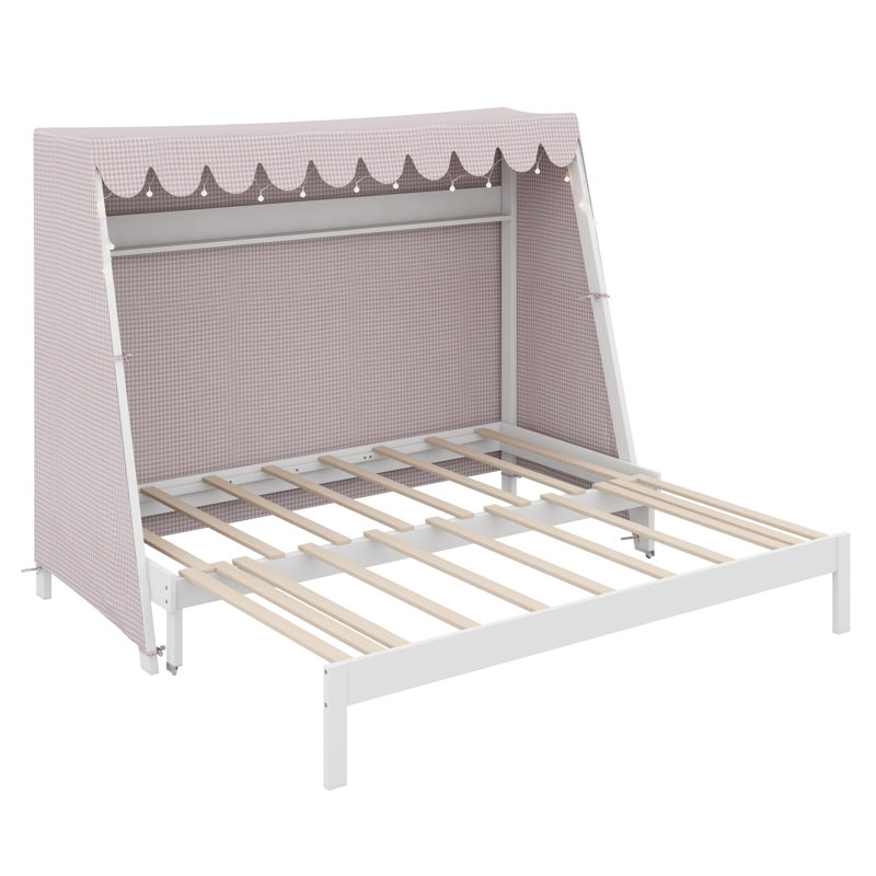 Lit gigogne, lit gigogne avec tablette de rangement, tente et lumière Space Efficient, White
