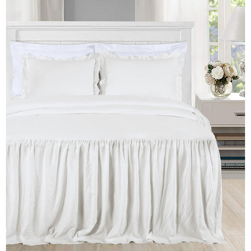Sinclair French Country Chic Ruffle Skirt Bedspread Set, Ivory, Full Bedspread + 2 Standard Shams