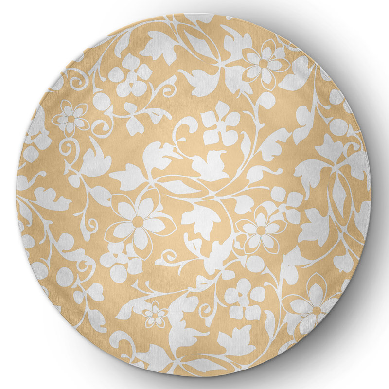 Ingunn Chenille Floral Indoor Rug, Round 5'