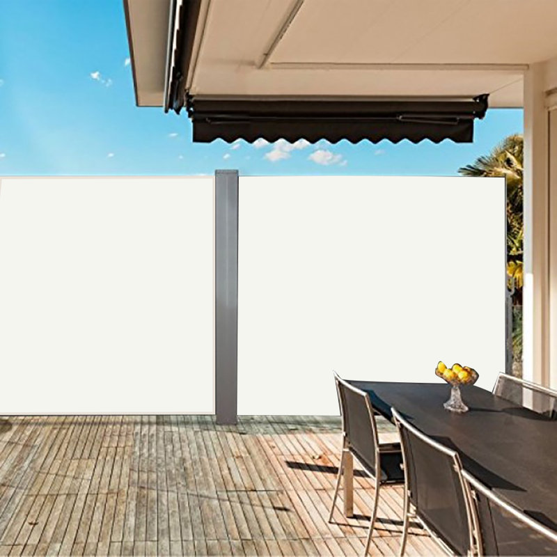 Dakota Fields 600cm W x 12cm D Fabric Cover Motorised Retractable Side Awning, Beige
