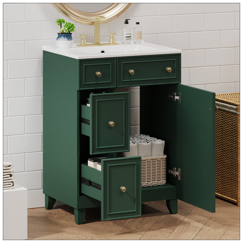 Meuble-lavabo pour salle de bain, Vert givré