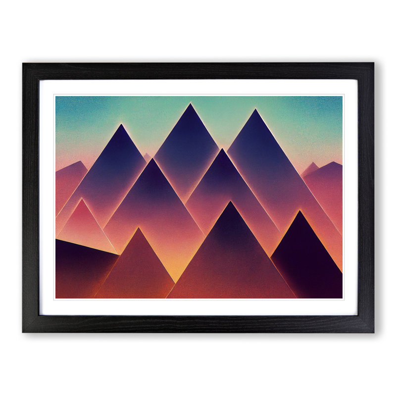 Futuristic Pyramids Vol.2 Abstract - Single Picture Frame Print, Black Framed, 25cm H x 34cm W x 2cm D