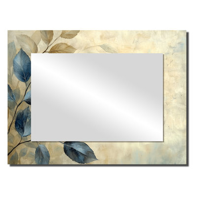 Faded Sepia Leaves II - Floral Decorative Mirror Wall Art - Printed On Metal