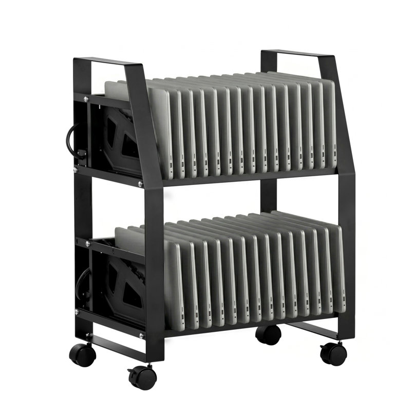 Chariot de chargement pour ordinateur portable, station de charge mobile à 32 appareils avec roues, pour tablette et ordinateur portable, écran de 15,6 po ou moins, fentes d'accès facile, contrôle de surtension, pour le bureau, la salle de classe, la bibliothèque