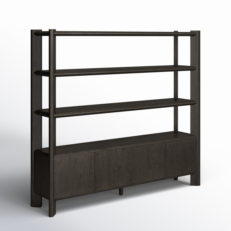 Orwin Wide Bookshelf-Smoked Black Oak, Black