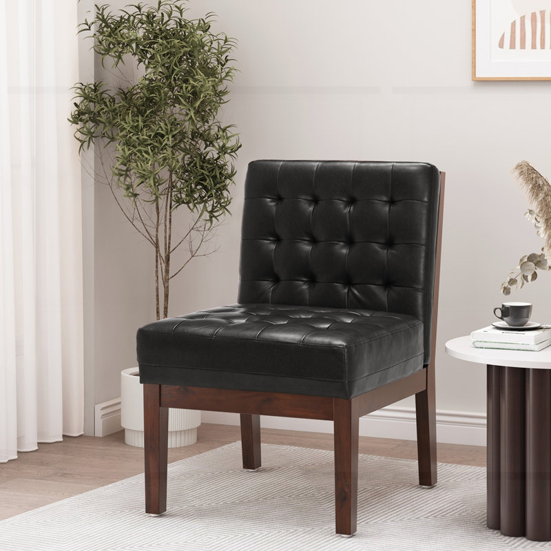 Modern Accent PU Chair, Black PU Faux Leather