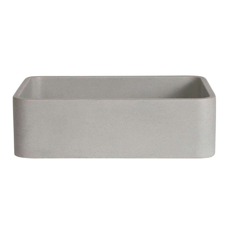 Chevington 11.13'' Concrete Rectangular Bathroom Sink, Light Gray