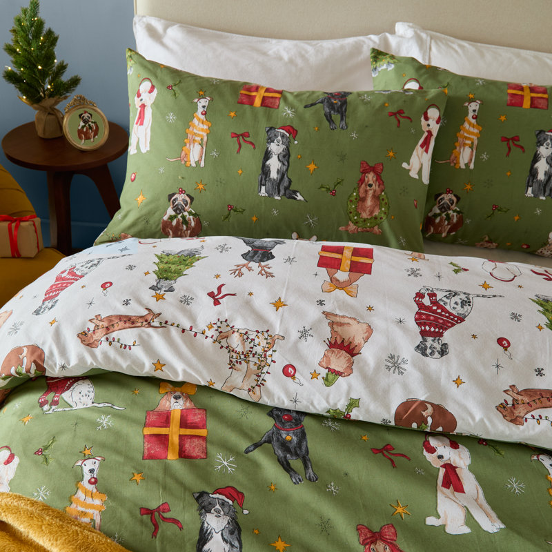 Christmas Pawty No Pattern Duvet Cover Set, King Duvet Cover + 2 Standard Pillowcases