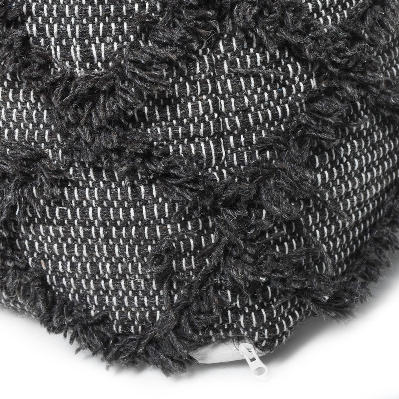 Pouf en laine et coton fabriqué à la main, couleur brune