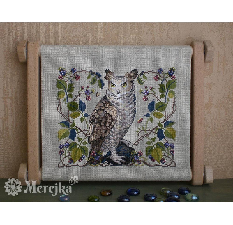Trousse de broderie au point de croix comptée « Le hibou » de Merejka K-148A
