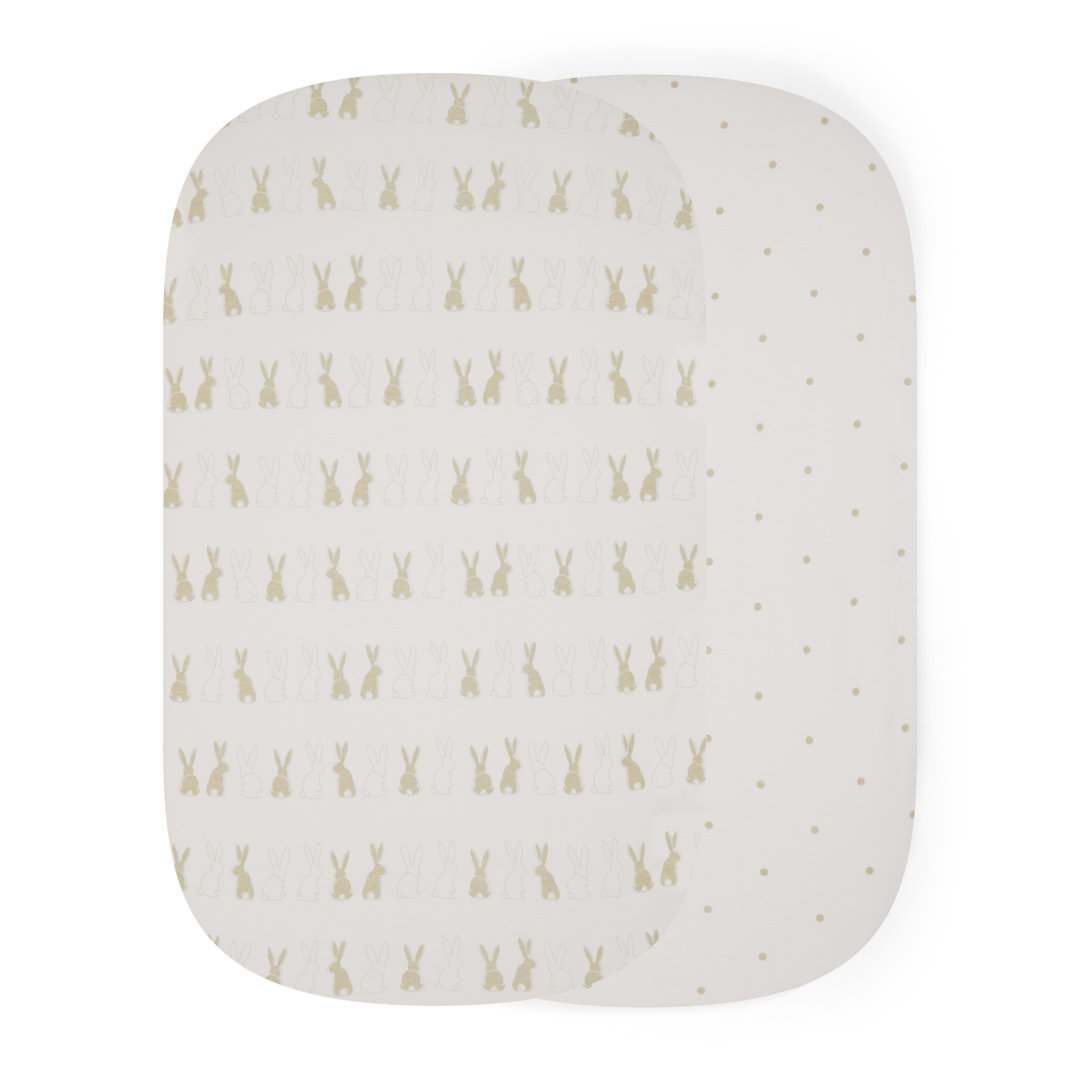 2 PACK FITTED CRIB SHEETS - BUNNYCHINO