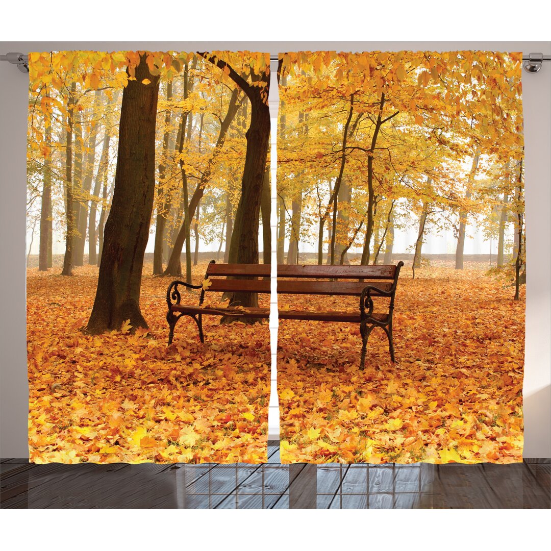 Rustikaler Vorhang, Misty Autumn Park Rustic, Fallen, Orange Braun