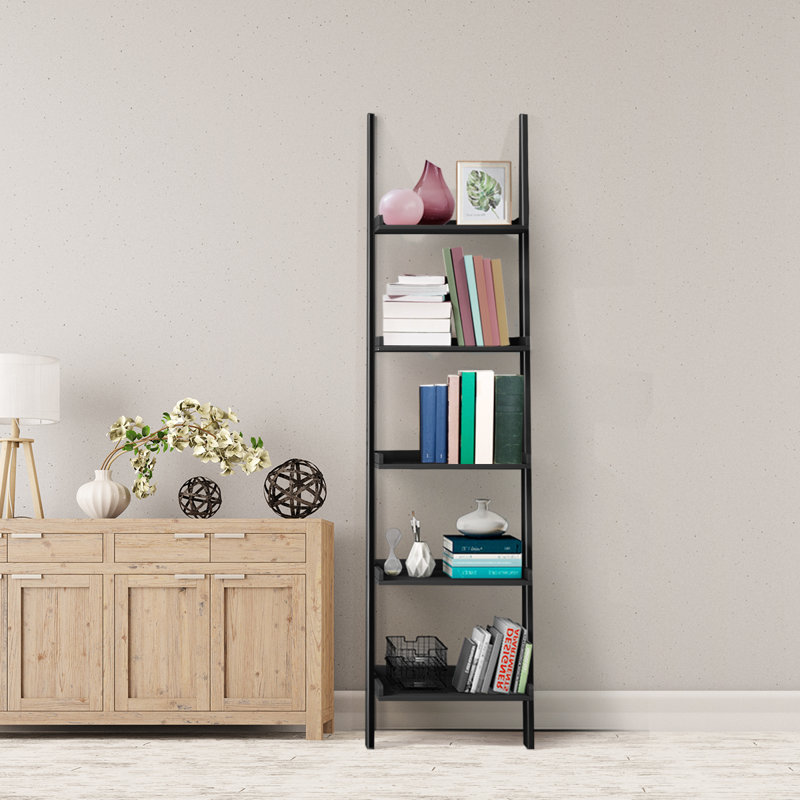 189cm H x 57cm W Ladder Bookcase, Black, 182 H x 63.5 W