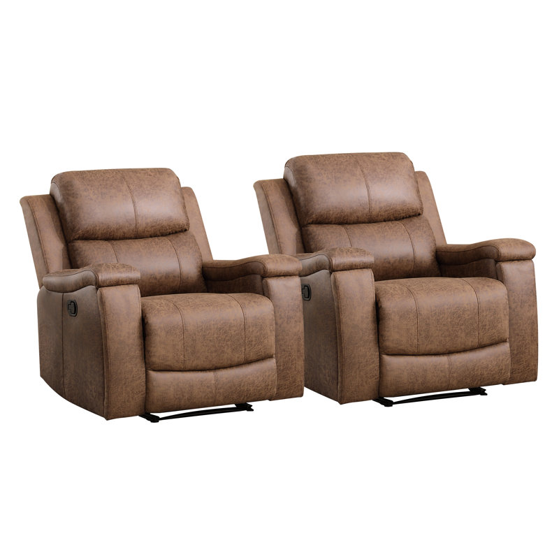 37'' W Manual Reclining Living Room Set with Hidden Cupholder (Set of 2), Camel