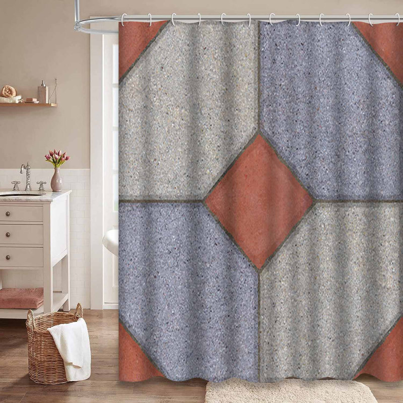 Rideau de douche imperméable en pierre naturelle avec 12 crochets, L 72 po x l 84 po