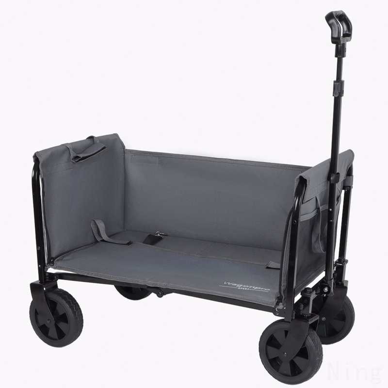Chariot tout-en-un convertible pliant à 4 roues avec siège et laisse pour chien - Chariot utilitaire pliable robuste pour le camping, la plage, le magasinage - Siège polyvalent et espace de rangement, gris