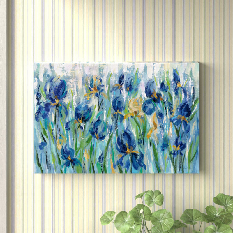 «Iris Flower Bed» par Silvia Vassileva, reproduction d'art sur toile tendue, H 12 po x l 18 po