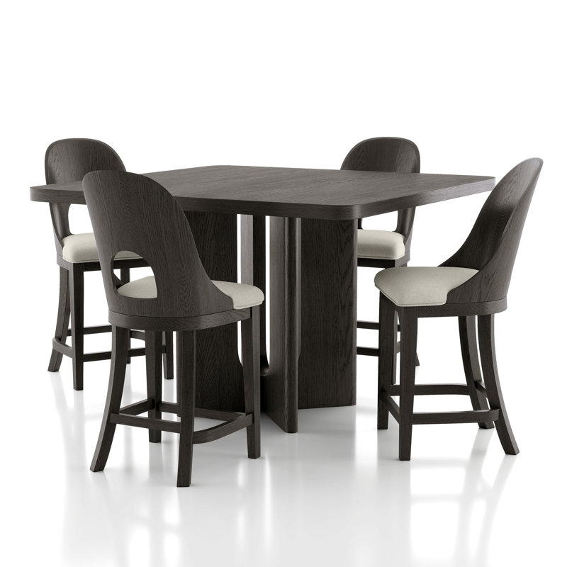 Doloros Counter Height Dining Table Set, Ash Gray, 5 Pieces: Table, 4 Chairs