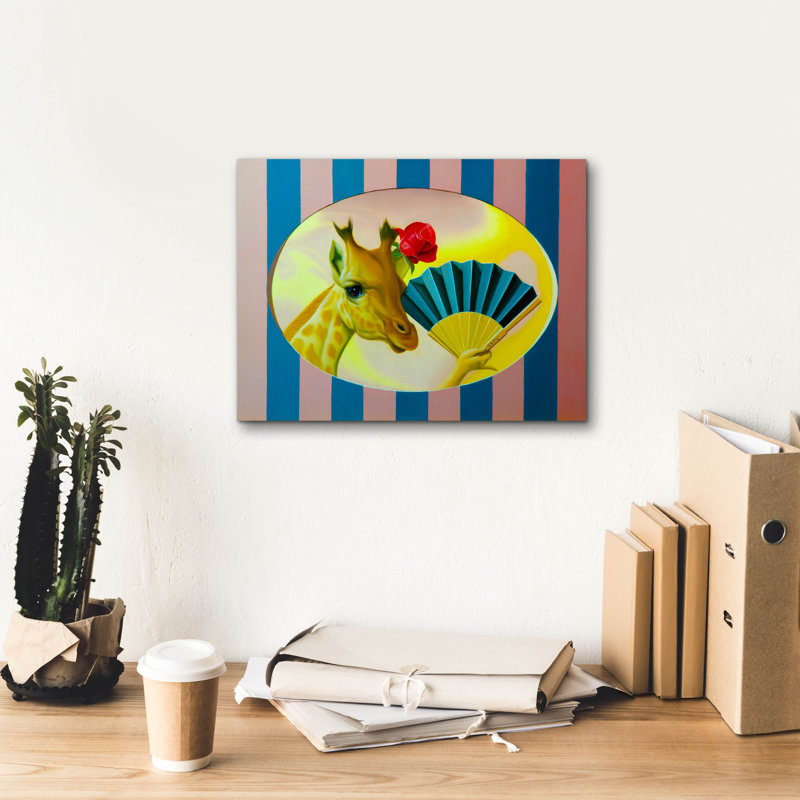 «The Giraffe» par Valery Vecu Quitard, art mural sur toile, H 12 po x l 16 po x P 0,75 po