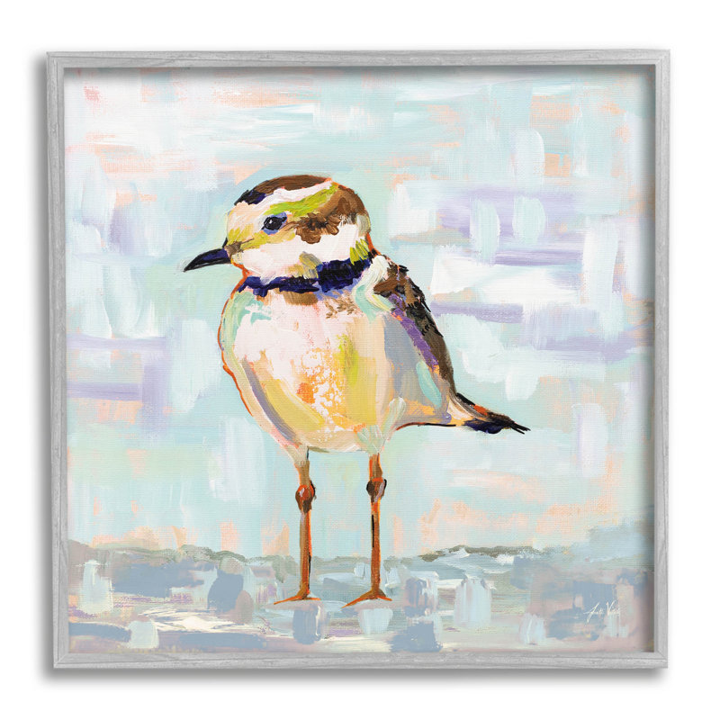 «Coastal Plover Patchwork Abstract» par Jeanette Vertentes - Peinture sur bois, H 24 po x l 24 po x P 1,5 po