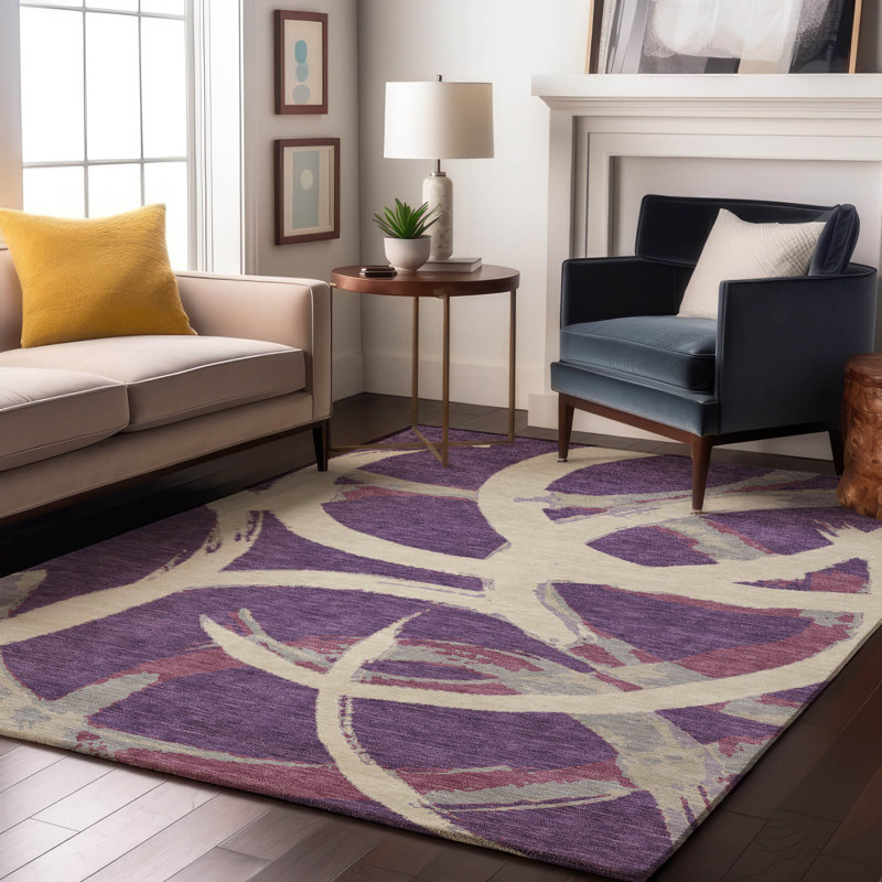 Premium Machine Washable Mayfield AMF1022 Circles Rug, Rectangle 9' x 12'