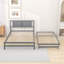 Lit plateforme double avec lit gigogne simple réglable et tête de lit-594730740