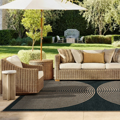 Narze Modern Easy Jute Machine Washable Outdoor Rug with Non-Slip Backing for RV, Backyard, Patio，Balcony