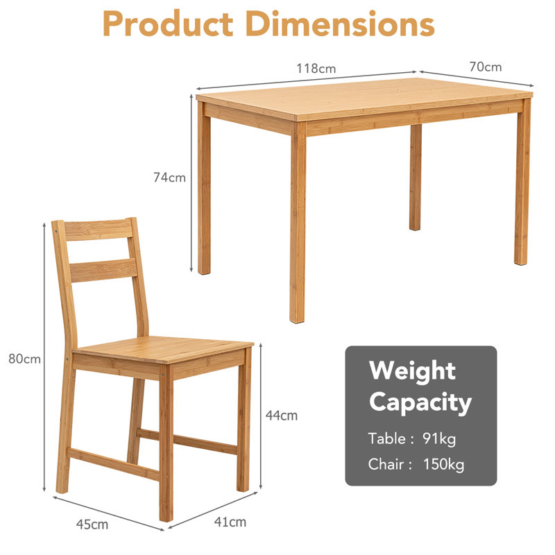 Elish Bamboo Solid Wood Dining Set