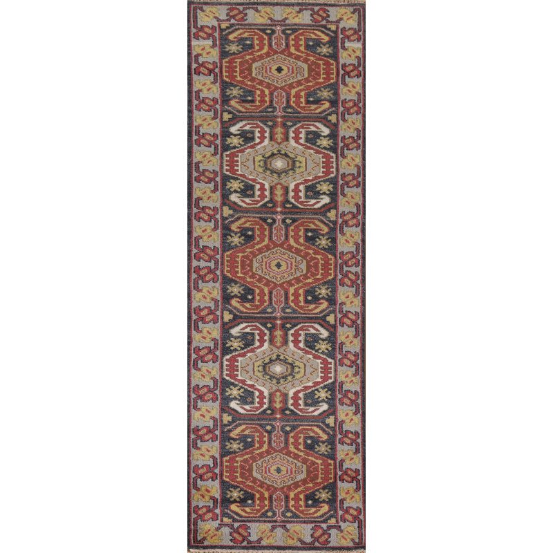 Tapis de couloir bleu marine en laine traditionnel 3 x 10