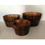 Ensemble de trois pots à fleurs ronds en bois naturel pour l'intérieur et l'extérieur-522672215