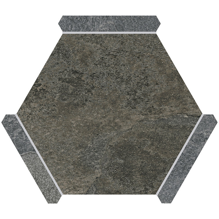 Aureole 8.66 In. X 9.84 In. Matte Burnt Umber Brown And Gray Porcelain Hexagon Wall And Floor Tile (8.07 Sq Ft/Case) - 18 Sheets