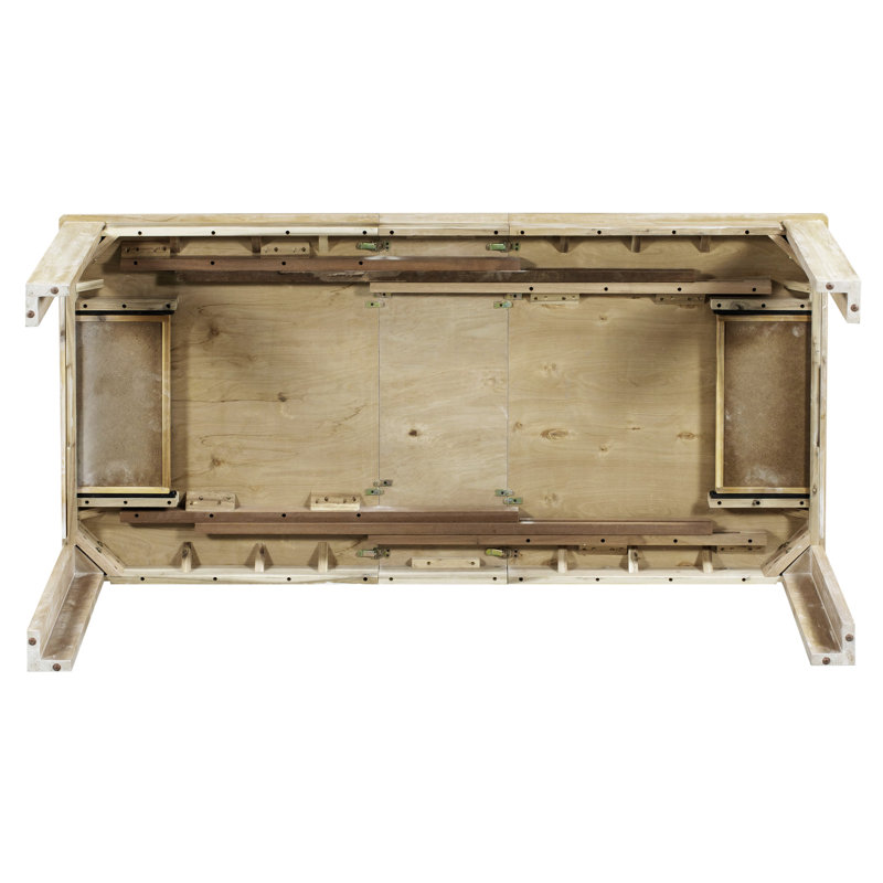 Ensemble de table de salle à manger 7 pièces en bois avec rallonge 12 "et 2 tiroirs avec rallonge, Gris / bois naturel délavé