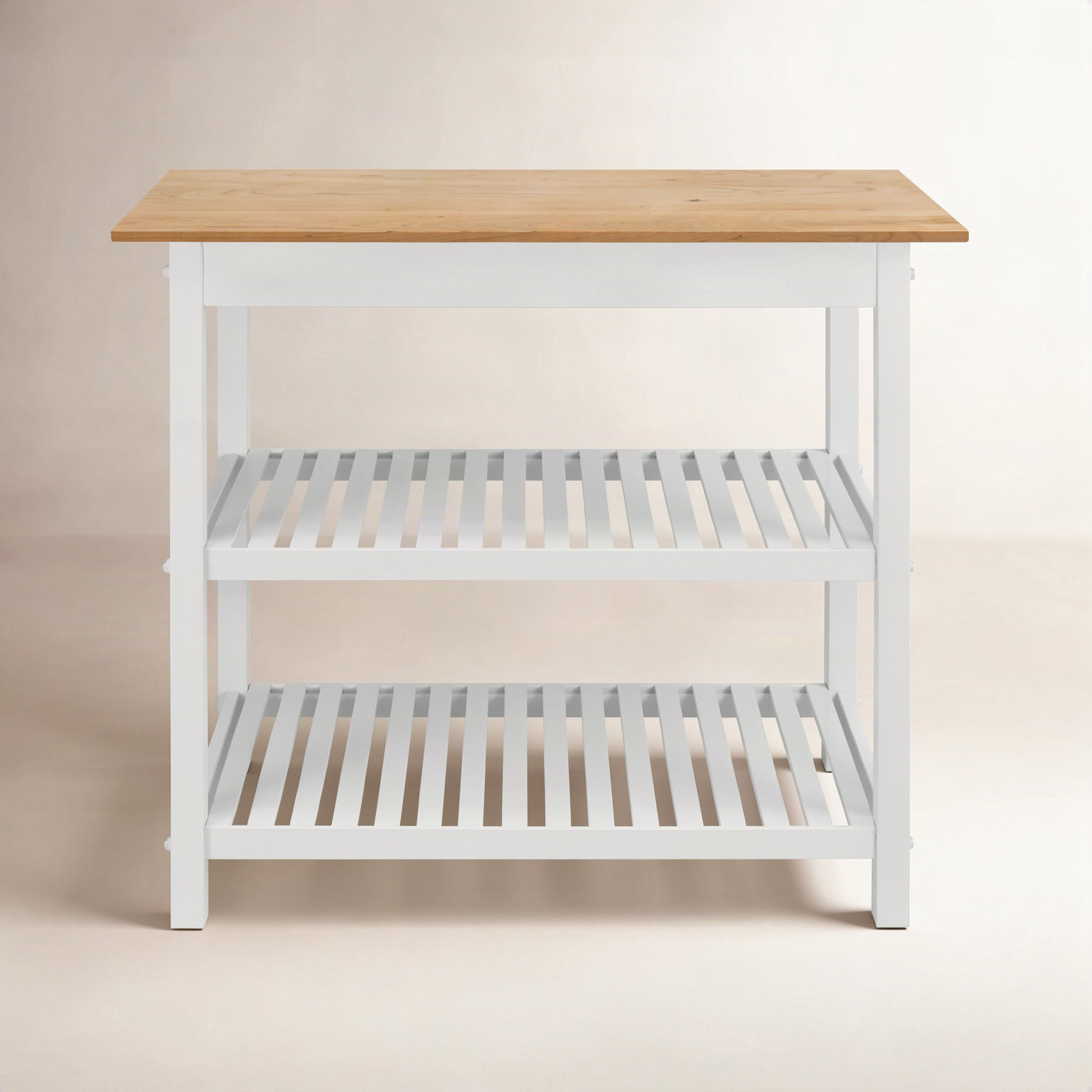 Herriott Solid Wood Prep Table, White/Cherry, 36.5"H x 40"W x 20"D