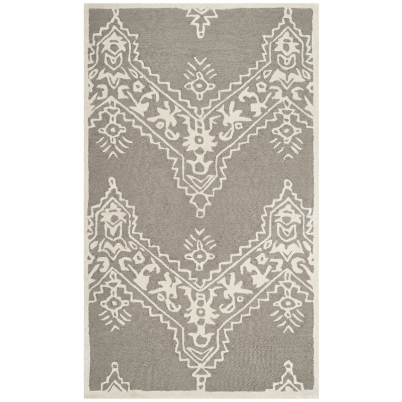 Tapis damassé en laine et viscose Nioka touffeté à la main, Rectangulaire 3 pi x 5 pi