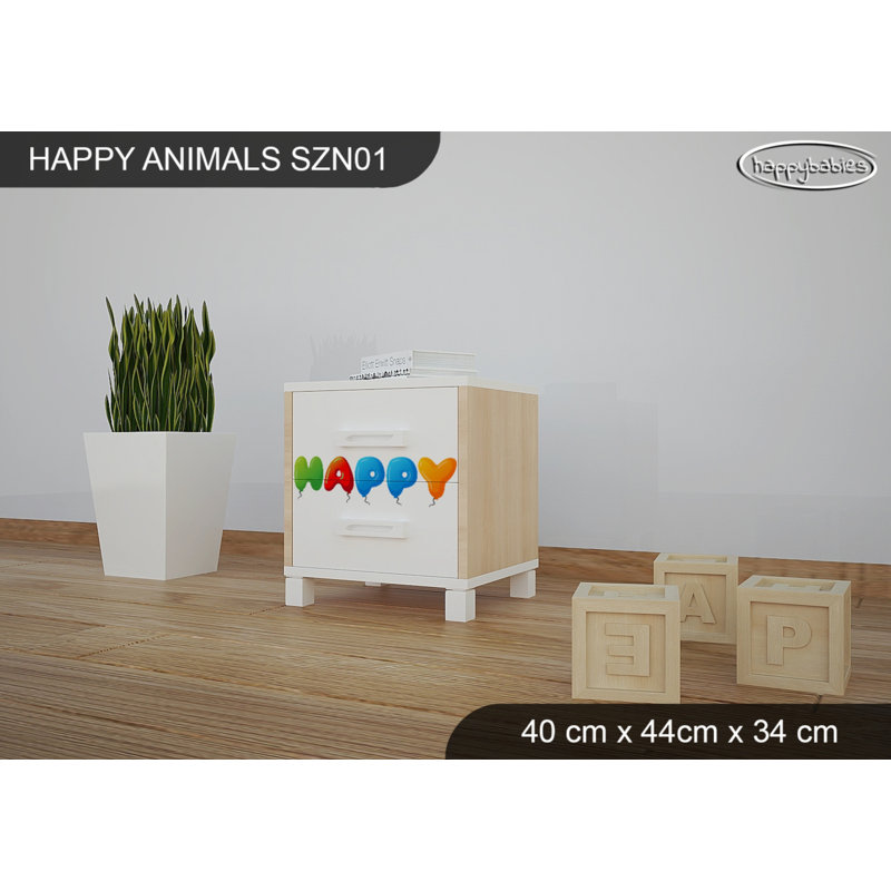 2 Drawer Nightstand, White/Oak