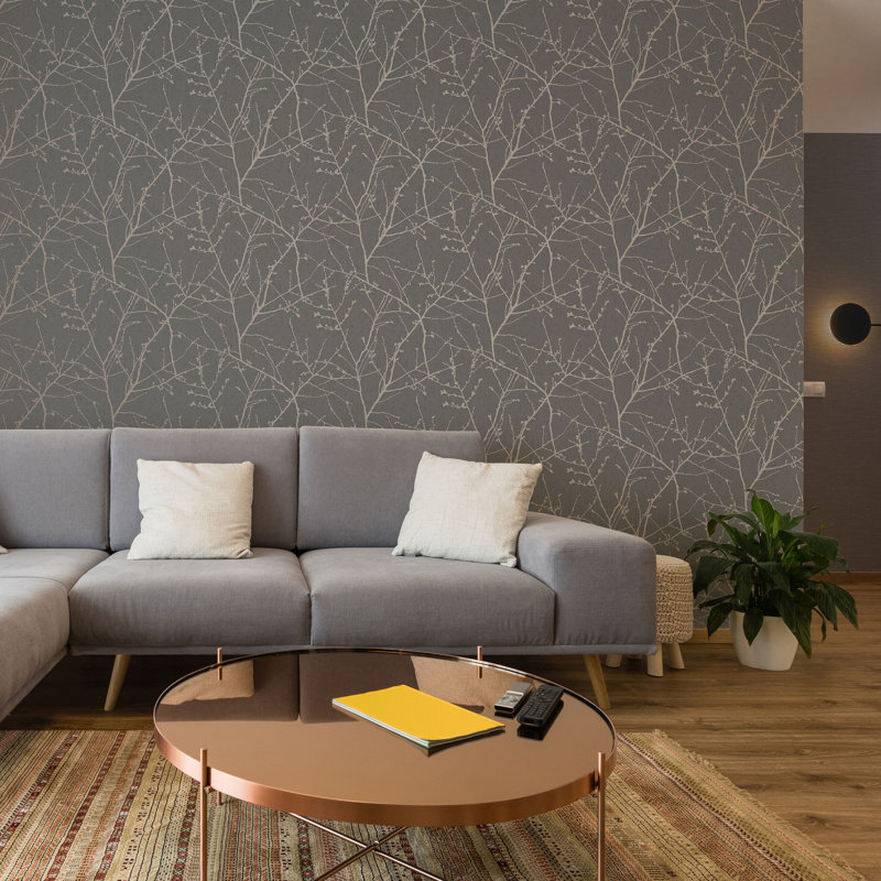 Superfresco Easy Green Innocence Floral Wallpaper, Charcoal/Copper