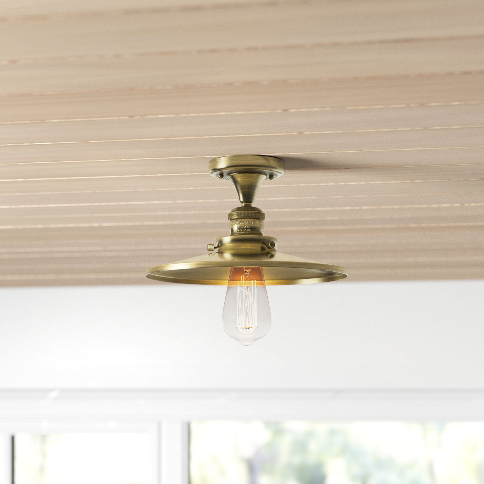 Rouvin Single Light Metal Semi Flush Mount, Matte Black, Matte Black, 6" H x 16" W x 16" D