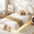Kids Floating Bed Frame with Adjustable Headboard and Teddy Fleece Upholstered-1470003007-1470415618